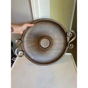 Beautiful Natural Wood Round Serving Tray Made In India